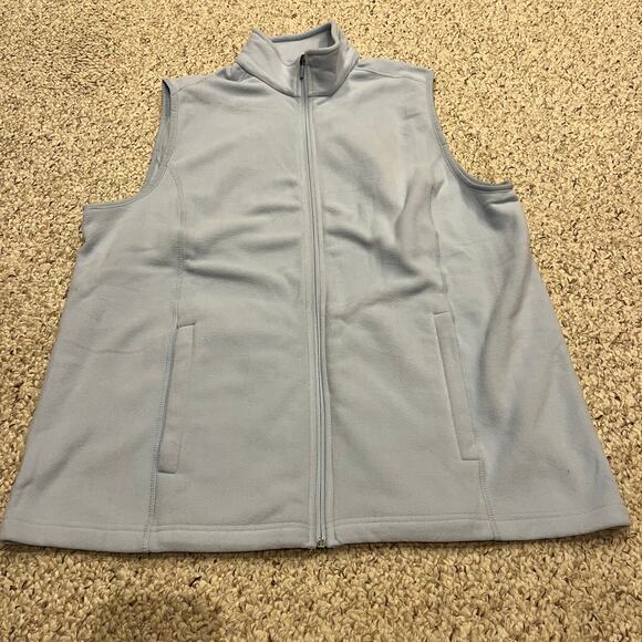 Lands End Full Zip Fleece Vest Sz 1X Womens Light Blue Fall Outdoor - Picture 1 of 6